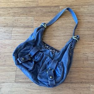 Boho Blue Steve Madden Purse with Leopard Lining